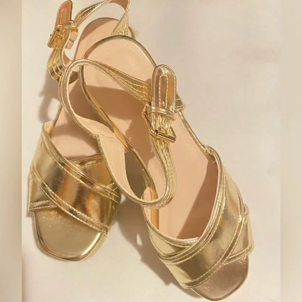 🛍️Nature Breeze Espadrilles Wedge Summer Fashion Sandals Gold Size:8 💥